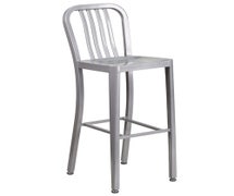 Flash Furniture CH-61200-30-SIL-GG 30'' High Silver Metal Indoor-Outdoor Barstool with Vertical Slat Back