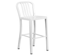 Flash Furniture CH-61200-30-WH-GG 30'' High White Metal Indoor-Outdoor Barstool with Vertical Slat Back