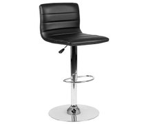 Contemporary Black Vinyl Adjustable Height Barstool with Chrome Base  