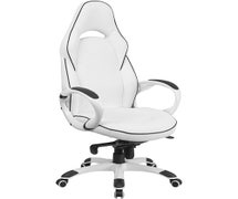 High Back White Vinyl Executive Swivel Office Chair with Black Trim