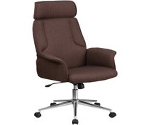 Flash Furniture CH-CX0944H-BN-GG High Back Brown Fabric Executive Swivel Office Chair with Chrome Base