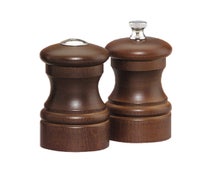 Chef Specialties 04100 4" Walnut Pepper Mill and Salt Shaker Set