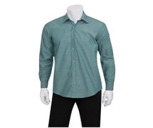 Chef Works SLMCH005GRMM Men's Chambray Dress Shirt, Roll-Up Long Sleeves With Button Tab, 20/CS