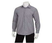Chef Works SLMCH005GRY2XL Men's Chambray Dress Shirt, Roll-Up Long Sleeves With Button Tab, 20/CS