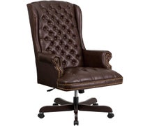 Flash Furniture CI-360-BRN-GG, High Back Traditional Tufted Brown Faux Leather Executive Swivel Office Chair