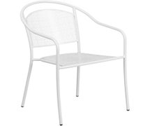 Flash Furniture CO-3-WH-GG White Indoor-Outdoor Steel Patio Arm Chair with Round Back