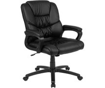Flash Furniture CX-1179H-BK-GG Flash Fundamentals Big & Tall 400 lb. Rated Black Faux LeatherSoft Swivel Office Chair with Padded Arms, BIFMA Certified