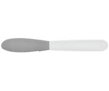 HUBERT Stainless Steel Serrated Spreader with White Polypropylene Handle - 3 1/2"L Blade