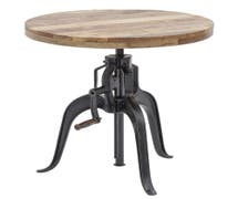 Hubert Industrial Iron And Wood Crank Table - 29"Dia x 27 1/2" - 42"H
