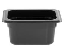 HUBERT 1/6 Size Black Polycarbonate Cold Food Pan - 4"D