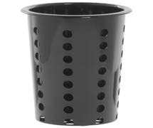 HUBERT Round Perforated Black Plastic Flatware Cylinder - 4 1/2"Dia x 5 1/2"H