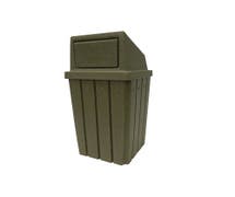 HUBERT 32 gal Beige Granite Plastic Indoor/Outdoor Trash Receptacle - 18 1/4"L x 18 1/4"W x 29"H