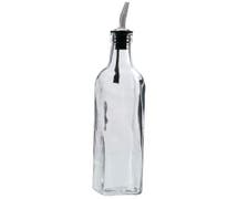 Hubert 16 oz Clear Glass Olive Oil Bottle With Stainless Steel Pourer