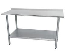 Hubert Stainless Steel / Galvanized Steel Work Table With 2" Backsplash And Bullnose Edge - 96"L x 30"W x 36"H