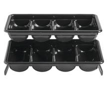 Hubert 4 Compartment Black Polypropylene Flatware and Condiment Organizer - 20 1/2"L x 11 1/2"D x 3 9/10"H
