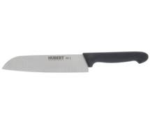 HUBERT Stainless Steel Santoku Knife with Black Santoprene Soft Grip Handle - 7"L Blade