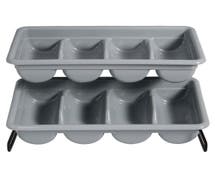 Hubert 4 Compartment Grey Polypropylene Flatware and Condiment Organizer - 20 1/2"L x 11 1/2"D x 3 9/10"H