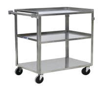 Hubert Stainless Steel 3-Shelf Light Duty Utility Cart - 30 3/4"L x 18 2/5"W x 33"H