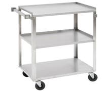 Hubert Stainless Steel 3-Shelf Medium Duty Utility Cart - 39 1/4"L x 22 3/8"W x 37 1/4"H