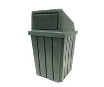 HUBERT 32 gal Green Granite Plastic Indoor/Outdoor Trash Receptacle - 18 1/4"L x 18 1/4"W x 29"H
