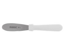HUBERT Stainless Steel Serrated Sandwich Spreader with White Polypropylene Handle - 3 1/4"L Blade