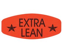 Bollin Labels Fluorescent Red Grabber Grocery Store Labels Black Imprint "Extra Lean" - 1 3/8"L x 7/8"H