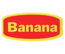 Red Traditional Flavor Food Packaging Labels Yellow Imprint "Banana" - 1 3/8"L x 3/4"H
