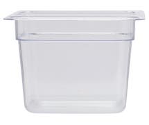 HUBERT 1/6 Size Clear Polycarbonate Cold Food Pan - 6"D