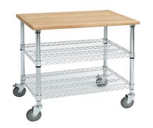 Expressly Hubert Stainless Steel Kitchen Cart With Solid Wood Top - 50"L x 26"D x 39 1/2"H