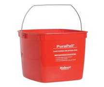 Hubert 6 qt Red Plastic Sanitizing Utility Bucket - 8"L x 8"W x 7 1/2"H