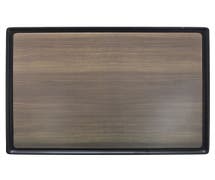 Expressly HUBERT Faux Dark Wood Melamine Tray with Black Border - 15 7/10L x 11 4/5W
