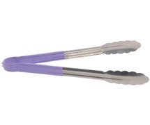 HUBERT Allergen Purple Stainless Steel Tong with Silicone Handle - 12" L