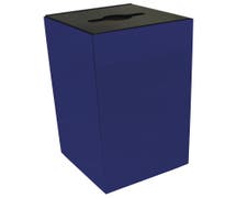 HUBERT 28 gal Blue Steel Recycling Squared Container with Combo Opening - 15"L x 15"W x 28"H