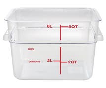 HUBERT 6 Qt Clear Plastic Storage Container - 8 3/4"L x 8 3/4"W x 7 1/2"D