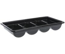 HUBERT 4 Compartment Black Polypropylene Flatware and Condiment Organizer - 20 1/2"L x 11 1/2"D x 3 9/10"H