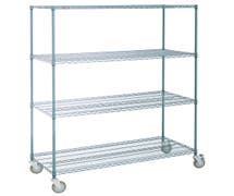 HUBERT 4-Shelf Green Epoxy Mobile Wire Shelving - 60"L x 24"W x 78"H