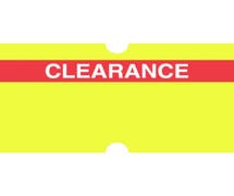 Hubert Yellow Label With Reversed Red Print "Clearance" For Hubert 1-Line Pricing Gun - 21mmL x 13mmH