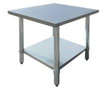 Hubert Stainless Steel Work Table Flat Top With Half-Square Edge - 24"L x 24"W x 34"H