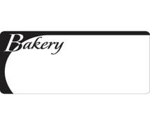 Expressly HUBERT White Vinyl 360 Flex Temp Merchandising Bakery Tag White/Black Curve - 4 1/4L x 2H