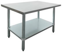 Hubert Stainless Steel Work Table Flat Top With Half-Square Edge - 36"L x 24"W x 34"H