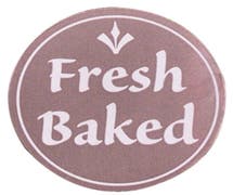 Expressly HUBERT Brown Deluxe Food Information Labels White Imprint "Fresh Baked" - 1 1/2"Dia