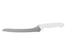 HUBERT Stainless Steel Offset Bread Knife with White Polypropylene Handle - 9"L Blade