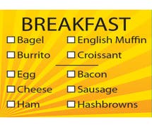 Expressly HUBERT Yellow Check-Off Breakfast Food Information Label Black Imprint - 2 1/2"L x 2 1/8"H