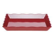 Expressly Hubert Square Red Melamine Wave Display Platter - 14"L x 14"W x 2"H