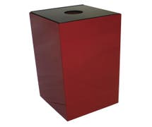 HUBERT 28 gal Red Steel Recycling Squared Container with Round Opening - 15"L x 15"W x 28"H