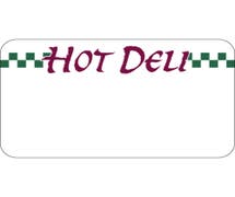 Expressly HUBERT White Vinyl 360 Flex Temp Merchandising Tag Hot Deli With Green Checks - 3 3/4"L x 2 1/4"H