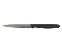 HUBERT Stainless Steel Serrated Paring Knife with Black Polypropylene Handle - 4"L Blade