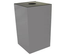 HUBERT 32 gal Slate Steel Recycling Squared Containers With Round Opening - 15"L x 15"W x 32"H