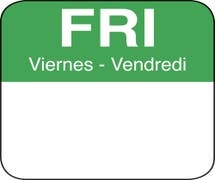 HUBERT Green/White Tri-Lingual Day Of The Week Labels Friday - 1" Square