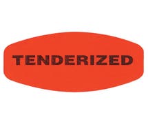 Bollin Labels Fluorescent Red Grabber Grocery Store Labels Black Imprint "Tenderized" - 1 3/8"L x 7/8"H